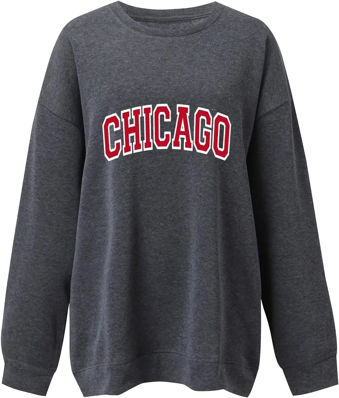 Chicago Sweatshirts for Women Oversized Crewneck Fleece Letter Print Pullover Tops Heavyweight Fall Trendy Tunic Blouse