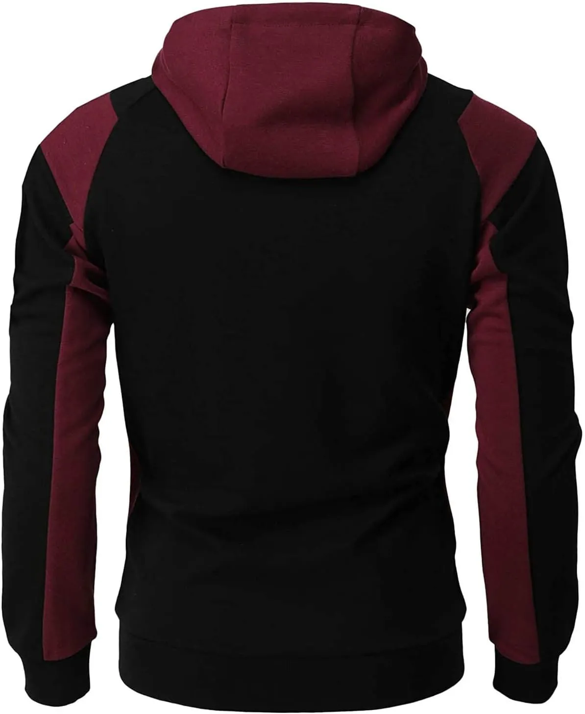 Color Block Hoodies for Men Slim Fit Lightweight Long Sleeve Full Zip Drawstring Hooded Sweatshirts Track Jackets
