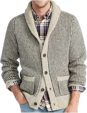 Color Block Sweater Men Shawl Collar Cardigans Button Up Knit Cardigan Slim Fit Lightweight Cable Knit Sweaters