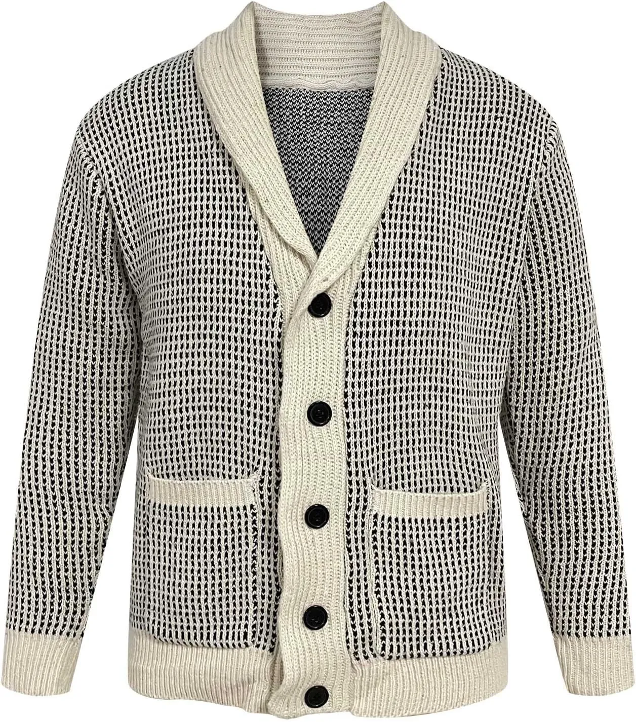 Color Block Sweater Men Shawl Collar Cardigans Button Up Knit Cardigan Slim Fit Lightweight Cable Knit Sweaters