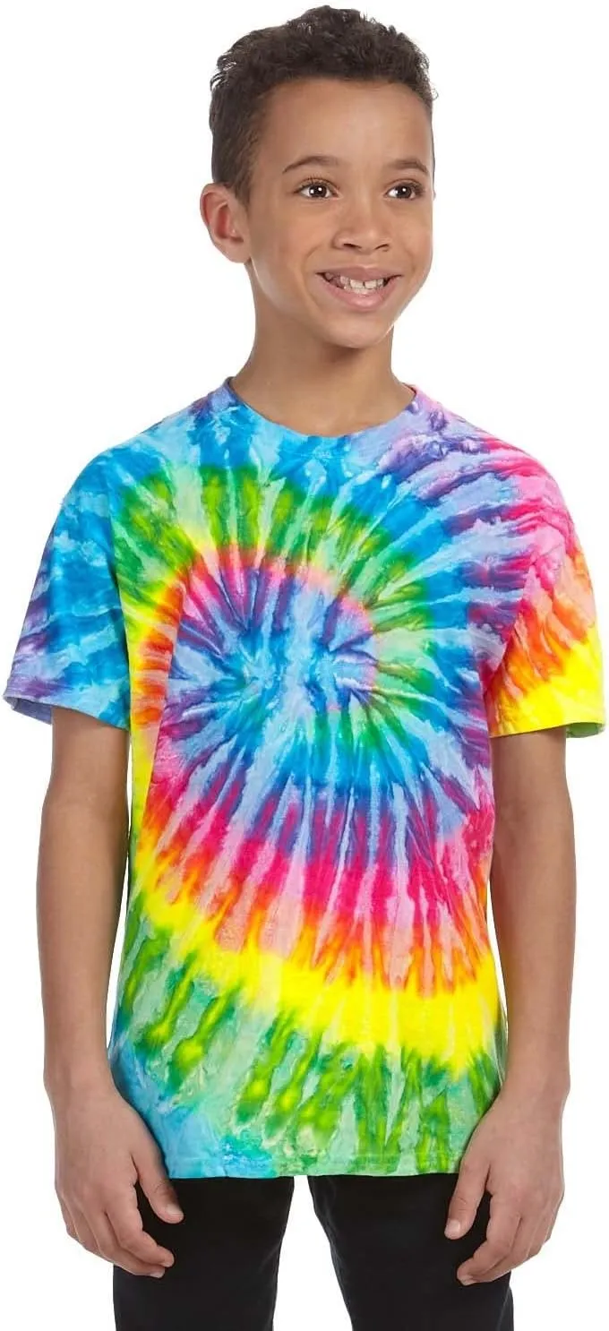 Colortone Short Sleeve Spider Tie Dye T-Shirts for Boys and Girls - Tie Dye T Shirts for Little Kids & Big Kids
