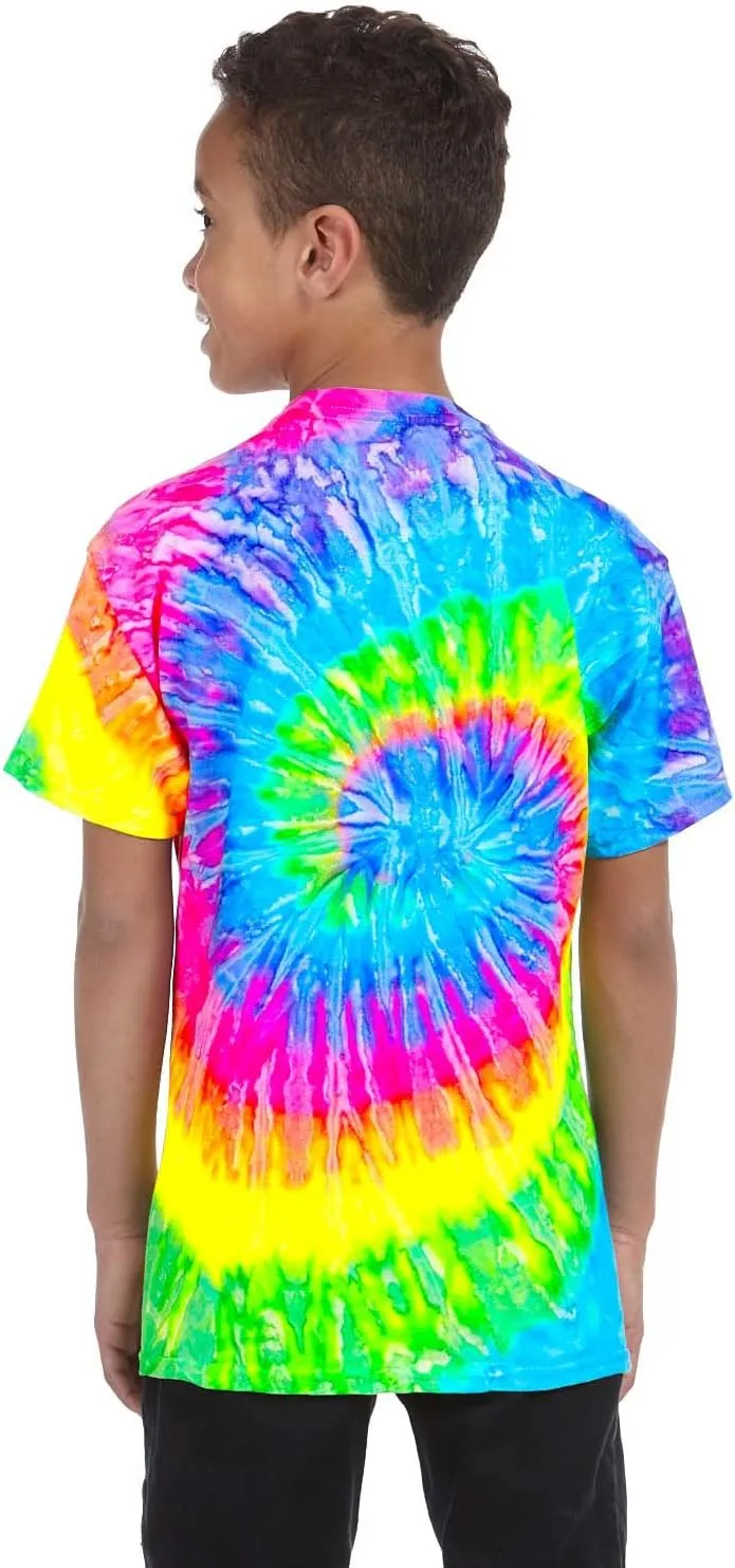 Colortone Short Sleeve Spider Tie Dye T-Shirts for Boys and Girls - Tie Dye T Shirts for Little Kids & Big Kids