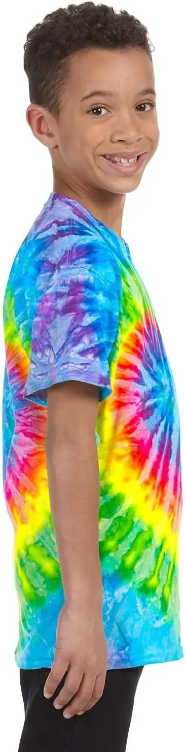 Colortone Short Sleeve Spider Tie Dye T-Shirts for Boys and Girls - Tie Dye T Shirts for Little Kids & Big Kids