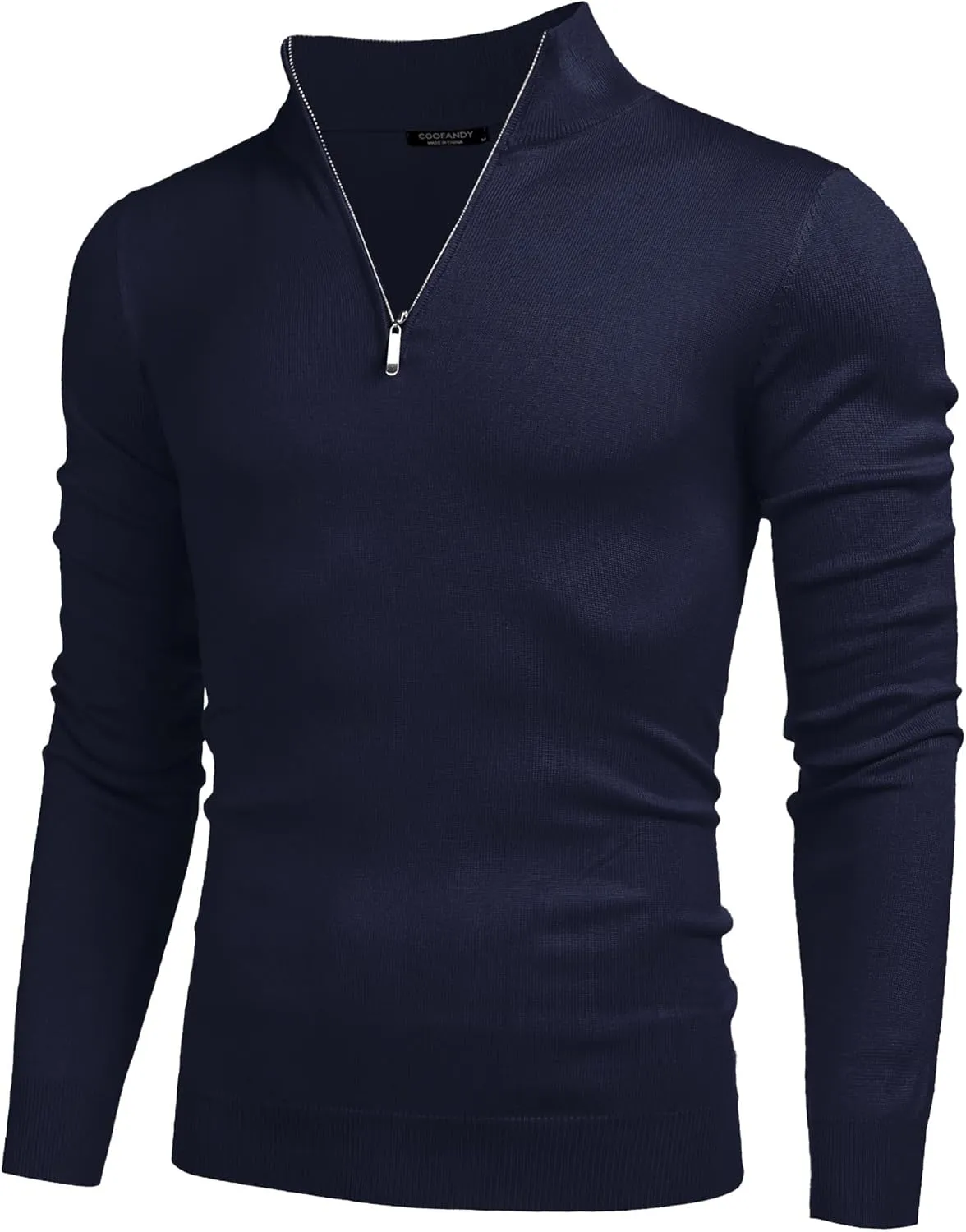 COOFANDY Men's Quarter Zip Up Sweaters Slim Fit Lightweight Mock Neck Pullover Casual Polo Sweaters