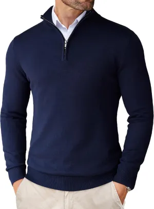 COOFANDY Men's Quarter Zip Up Sweaters Slim Fit Lightweight Mock Neck Pullover Casual Polo Sweaters