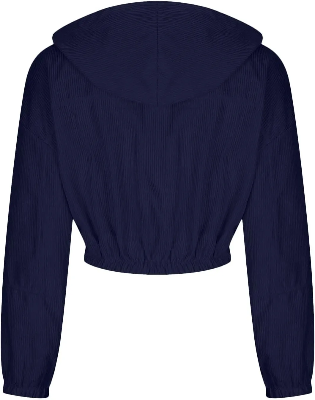 Cropped Corduroy Hooded Jacket for Women Teen Girls,Long Sleeve Drop Shoulder Zip Up Hoodies Solid Loose Fit Sweatshirts
