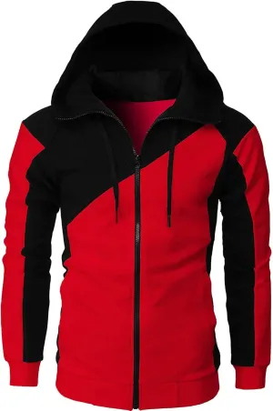 Ctreela Mens Fashion Color Block Hoodies Zip Up Jacket Workout Hooded Sweatshirts Slim-Fit Fall Lightweight Hoodie Coats