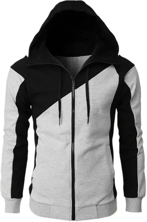 Ctreela Mens Fashion Color Block Hoodies Zip Up Jacket Workout Hooded Sweatshirts Slim-Fit Fall Lightweight Hoodie Coats