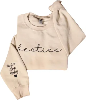 Custom Embroidered Besties Sweatshirt for Women, Matching Friends Clothing Gifts, Best Friends Sweatshirts & Hoodies