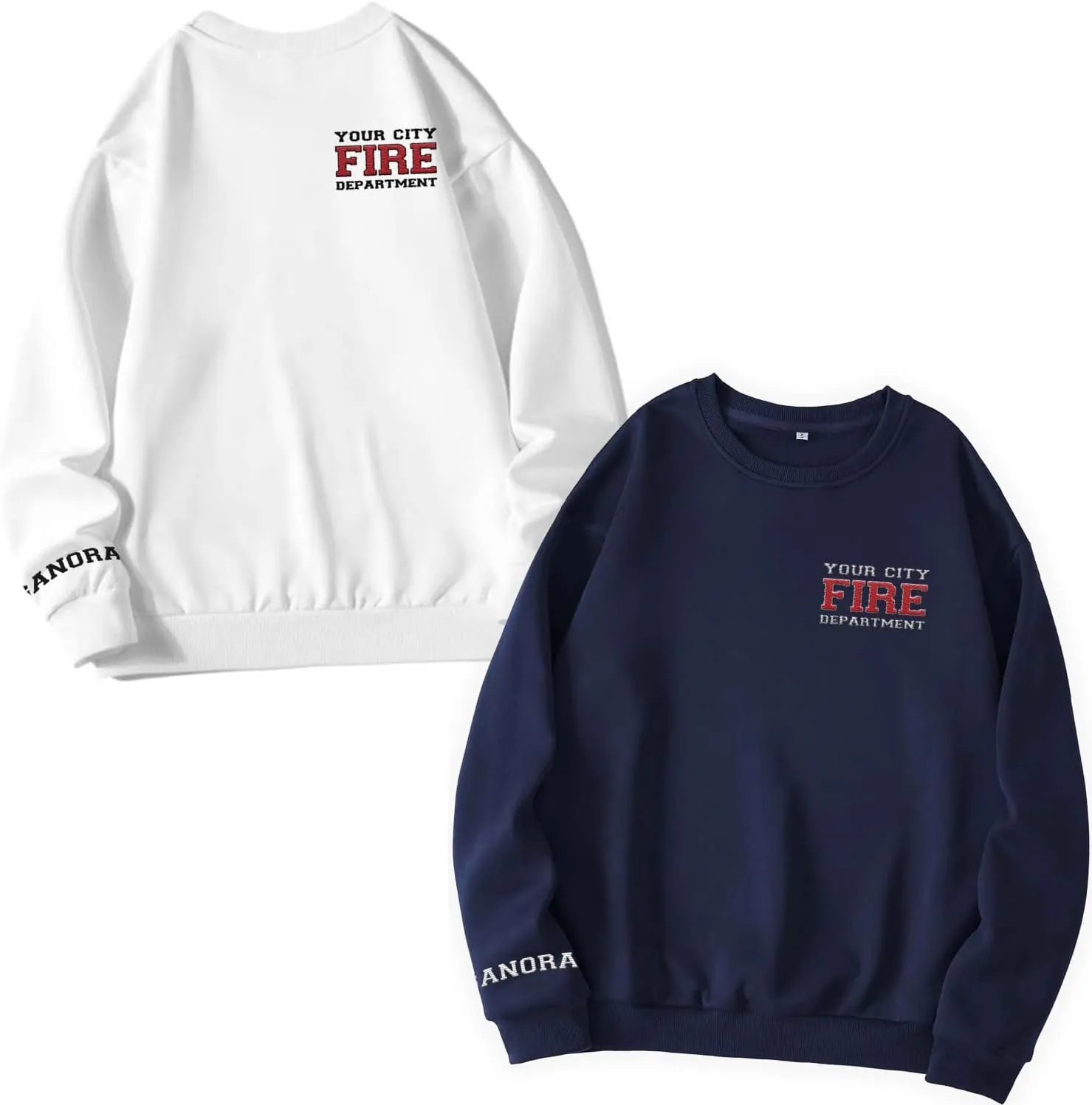 Custom Embroidered Firefighter T-Shirt Sweatshirt Hoodie Personalized Department Name Thin Red Line Flag Fireman Men Women