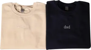 Custom Embroidered Mama & Dad Sweatshirt, Personalized Minimal New Mom Dad Embroidery Hoodie, Matching Family Outfit, Pregnancy Reveal Gift