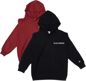 Custom Embroidered Roman Numeral Hoodie Customized Date and Name Personalized Matching Sweatshirts Gift for Couple