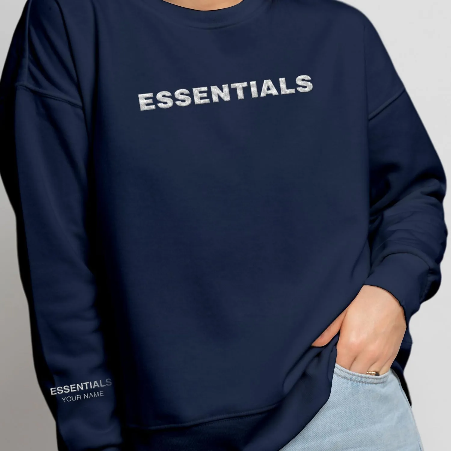 Custom Name Essentials Embroidered Sweatshirt Hip Hop Graphic Hoodie For Men Women, Cotton Essentials Sweatshirt Streetwear