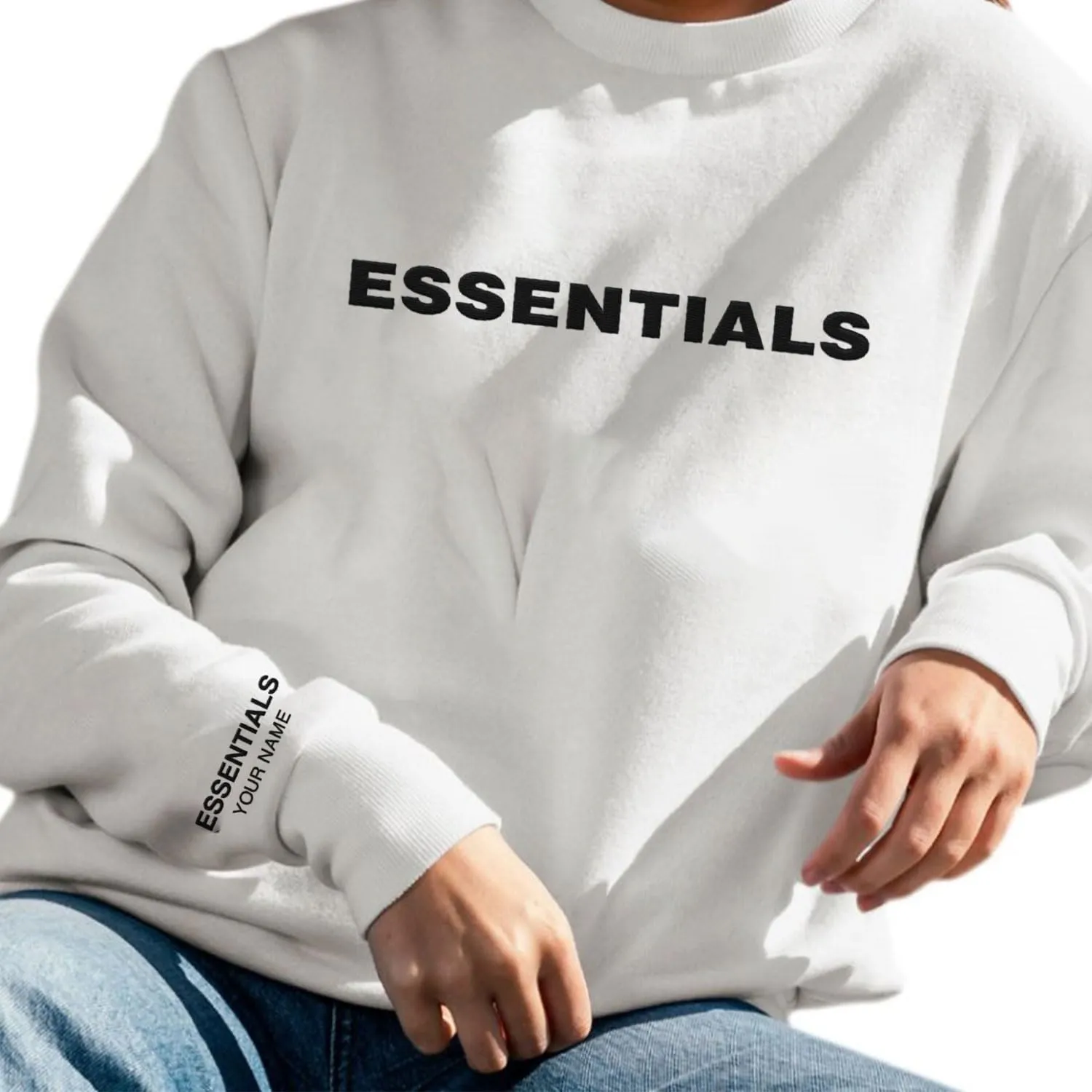 Custom Name Essentials Embroidered Sweatshirt Hip Hop Graphic Hoodie For Men Women, Cotton Essentials Sweatshirt Streetwear