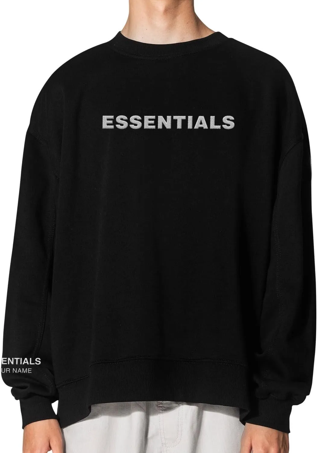 Custom Name Essentials Embroidered Sweatshirt Hip Hop Graphic Hoodie For Men Women, Cotton Essentials Sweatshirt Streetwear