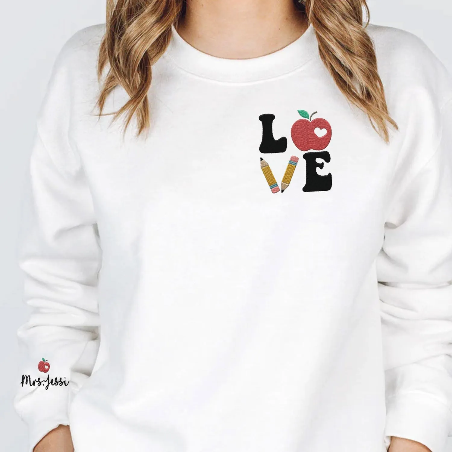 Custom Teacher Back to School Embroidered SweatShirt Gifts Preschool to Elementary ABCD Rainbow Pencil T-Shirts for Women Men