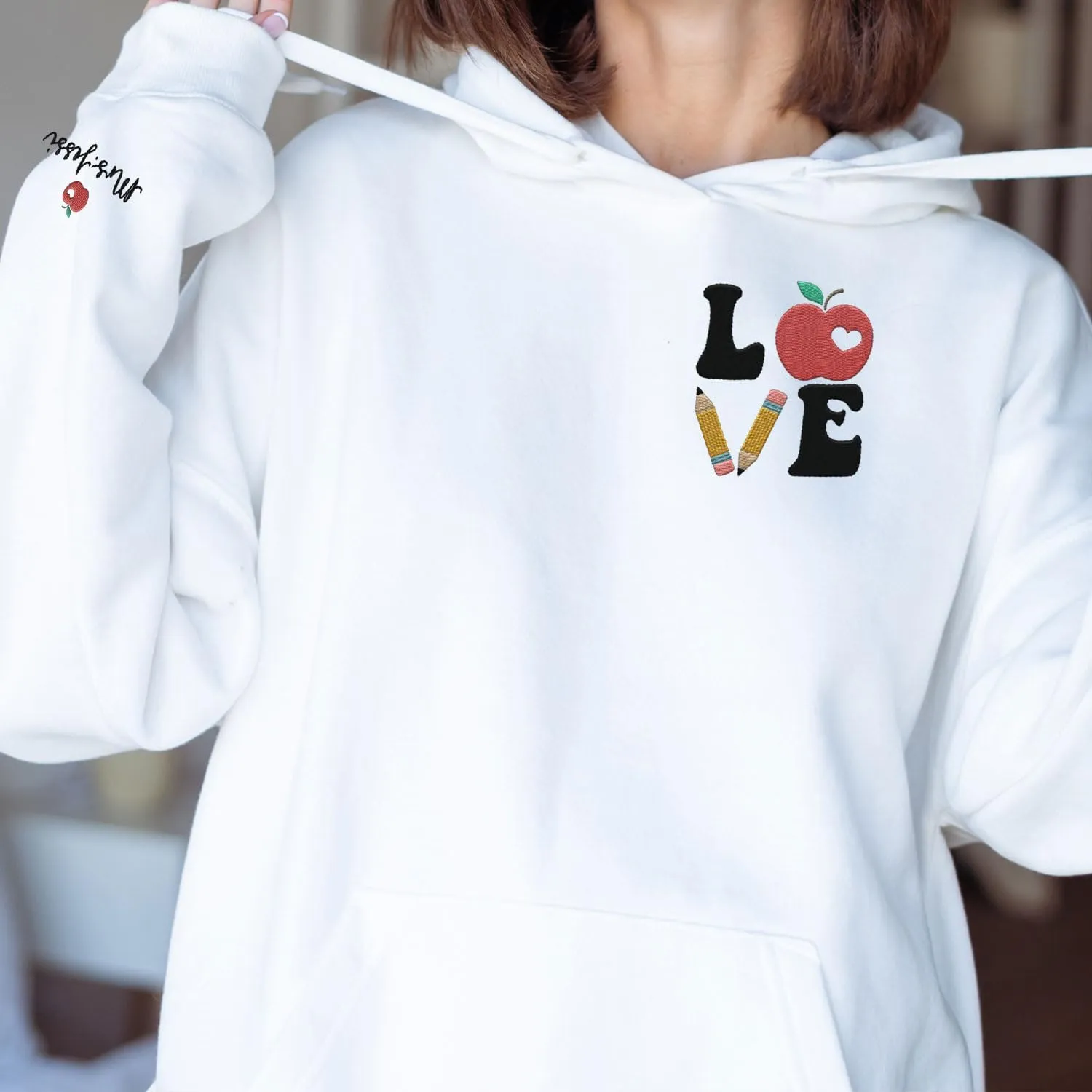 Custom Teacher Back to School Embroidered SweatShirt Gifts Preschool to Elementary ABCD Rainbow Pencil T-Shirts for Women Men