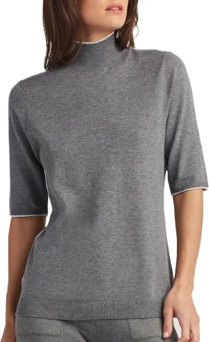 ELLEN TRACY Women's Mock Neck Sweater, Carlee Elbow Sleeve Turtleneck Pullover Shirt Top