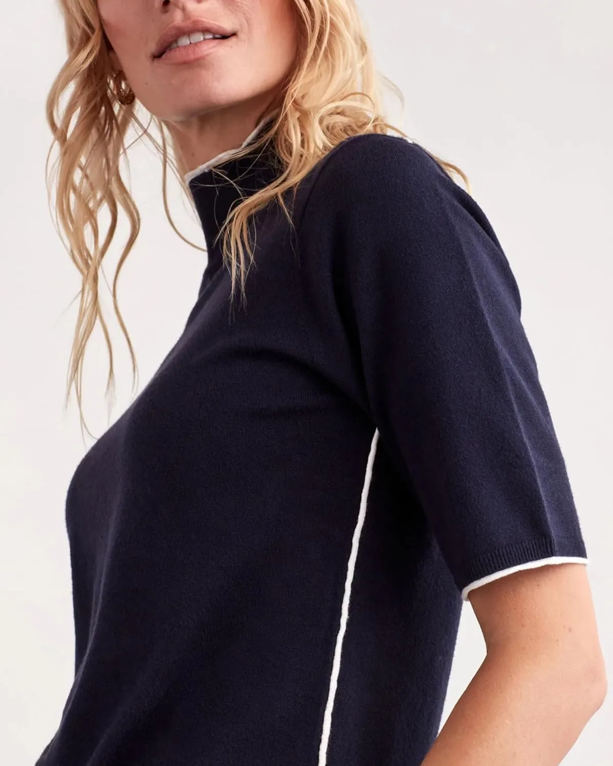 ELLEN TRACY Women's Mock Neck Sweater, Carlee Elbow Sleeve Turtleneck Pullover Shirt Top