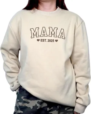 Embroidered Sweatshirts for Women Mom Sweatshirts Gift Crewneck New Mom Wife Pregnancy Reveal Gifts