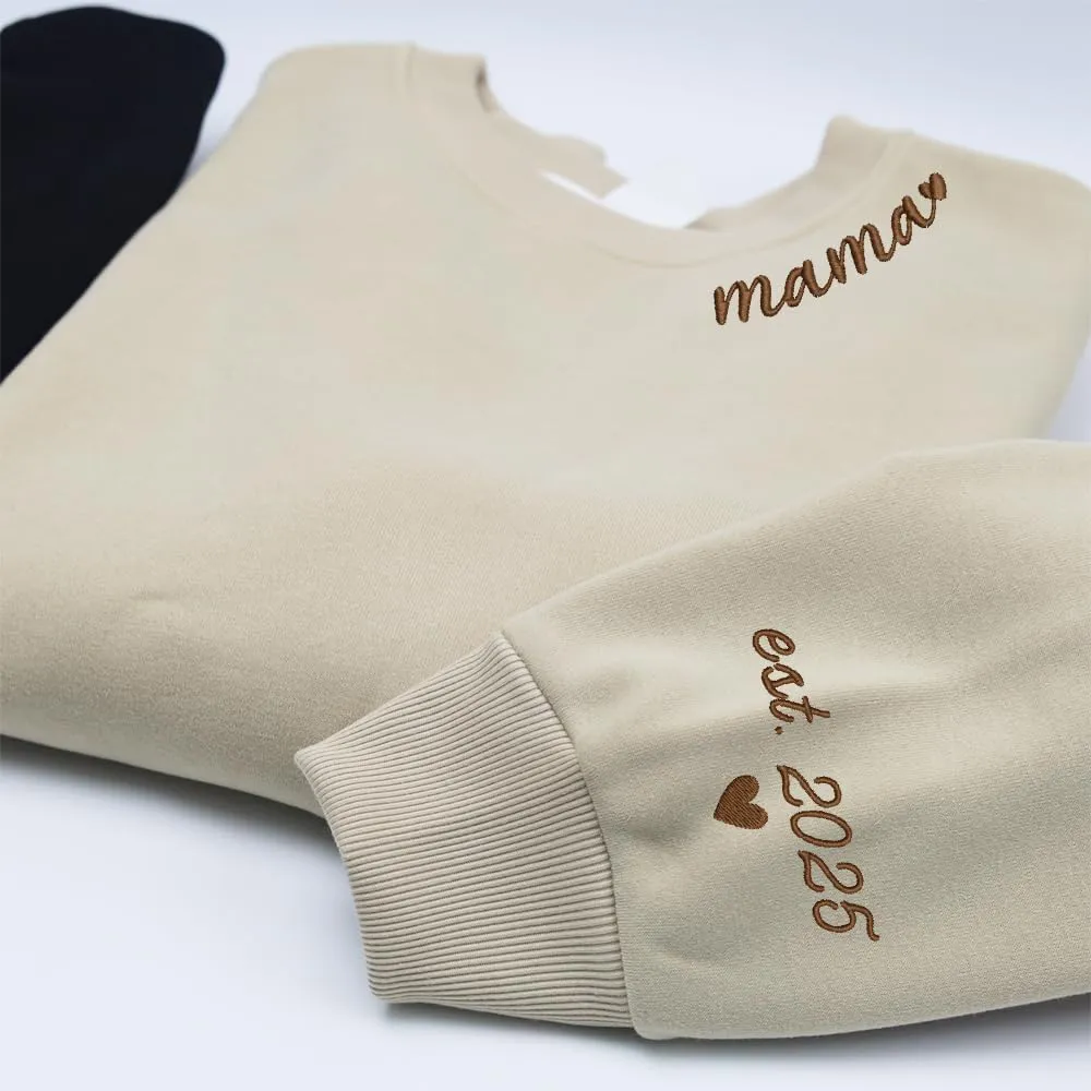 Embroidered Sweatshirts for Women Mom Sweatshirts Gift Crewneck New Mom Wife Pregnancy Reveal Gifts