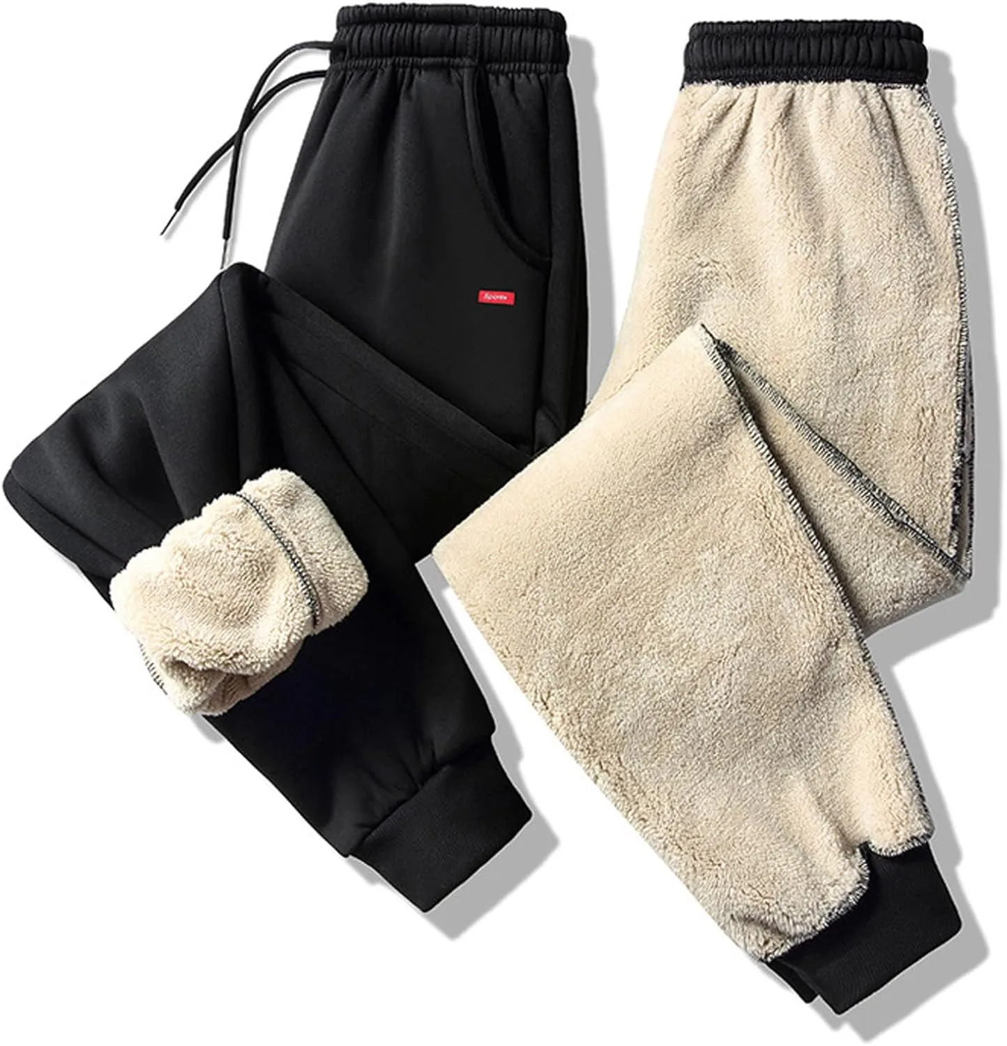 Fleece Joggers Men Winter Warm Sherpa Lined Sweatpants with Pockets Relaxed Fit Athletic Track Pants Thermal Pants