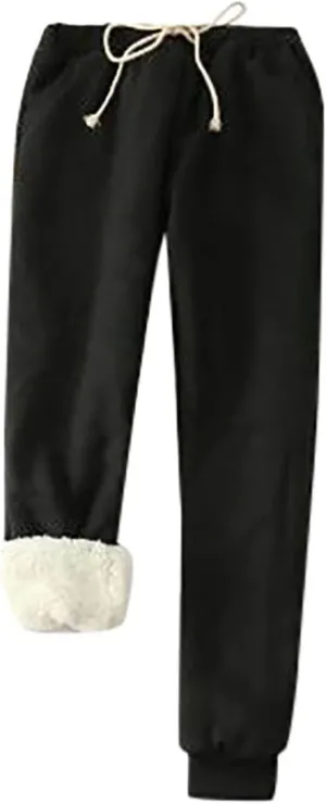 Fleece Lined Sweatpants Women Winter Warm Lamb Cashmere Fleece Sherpa Lined Jogger Active Jogger Pants Lounge Pants