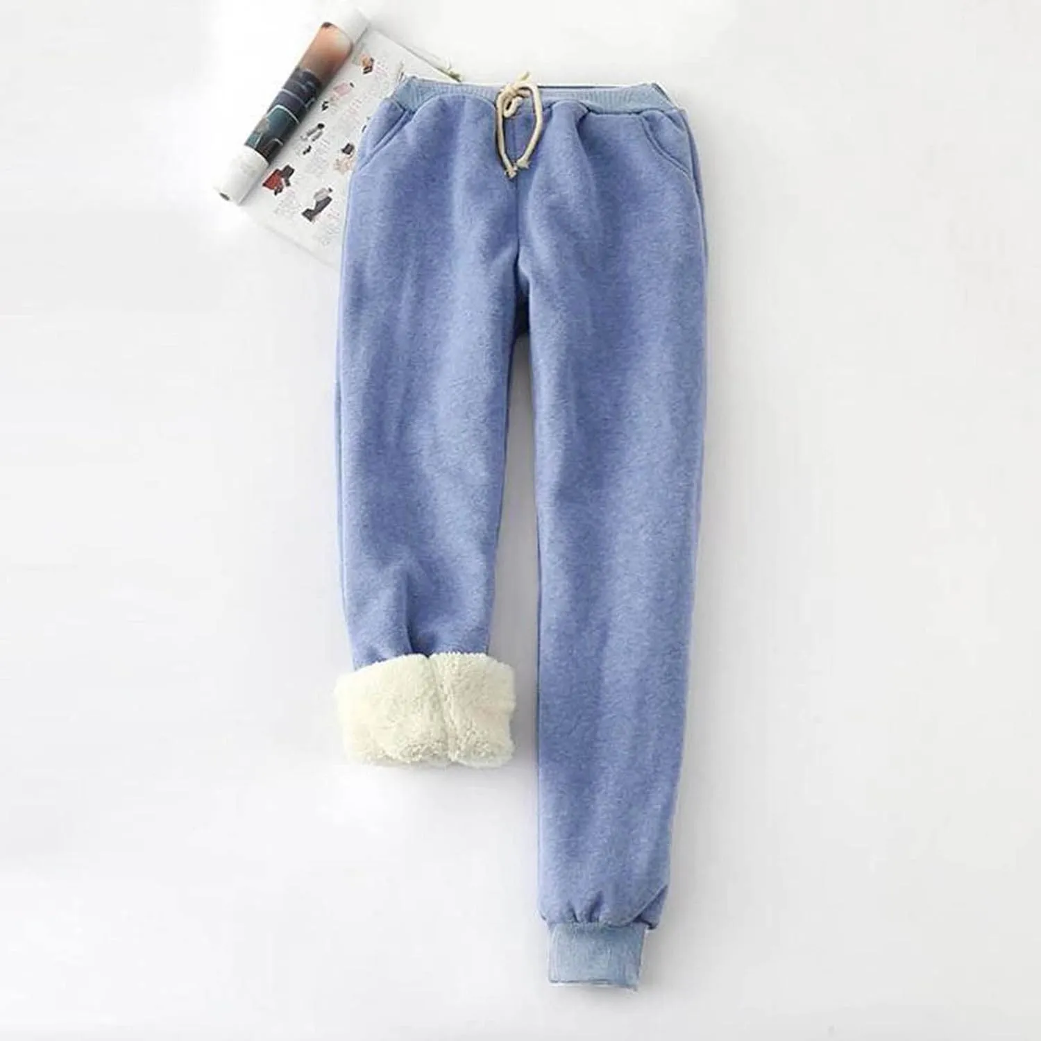 Fleece Lined Sweatpants Women Winter Warm Lamb Cashmere Fleece Sherpa Lined Jogger Active Jogger Pants Lounge Pants