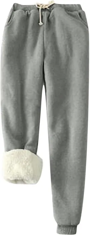 Fleece Lined Sweatpants Women Winter Warm Lamb Cashmere Fleece Sherpa Lined Jogger Active Jogger Pants Lounge Pants
