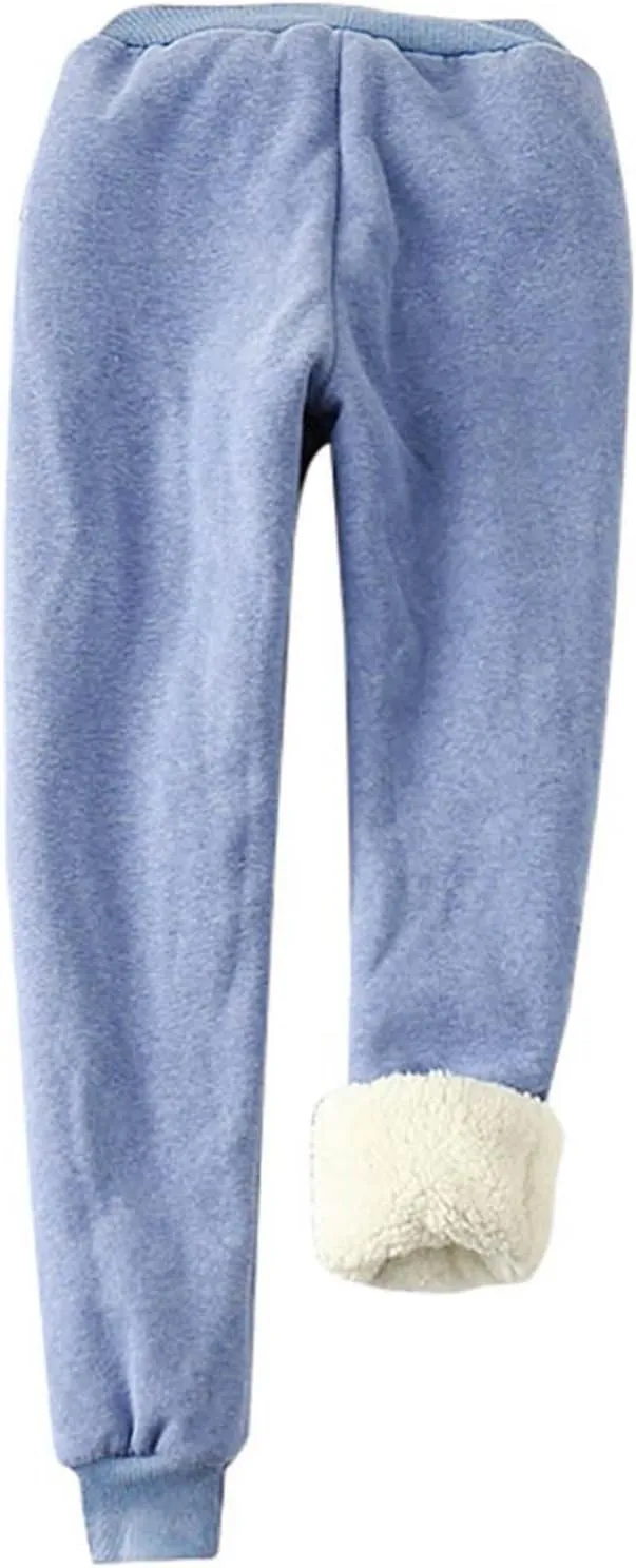 Fleece Lined Sweatpants Women Winter Warm Lamb Cashmere Fleece Sherpa Lined Jogger Active Jogger Pants Lounge Pants