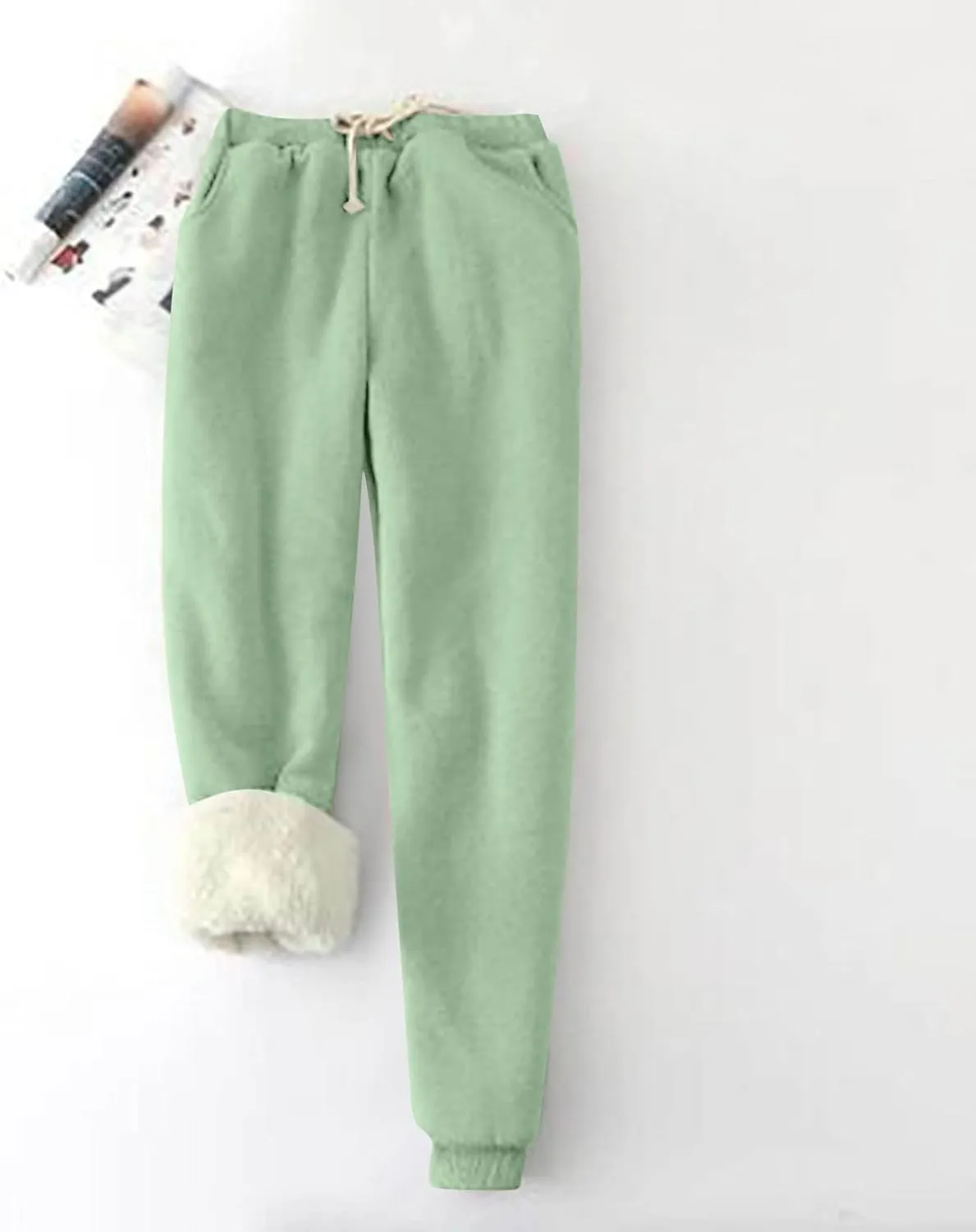 Fleece Lined Sweatpants Women Winter Warm Lamb Cashmere Fleece Sherpa Lined Jogger Active Jogger Pants Lounge Pants
