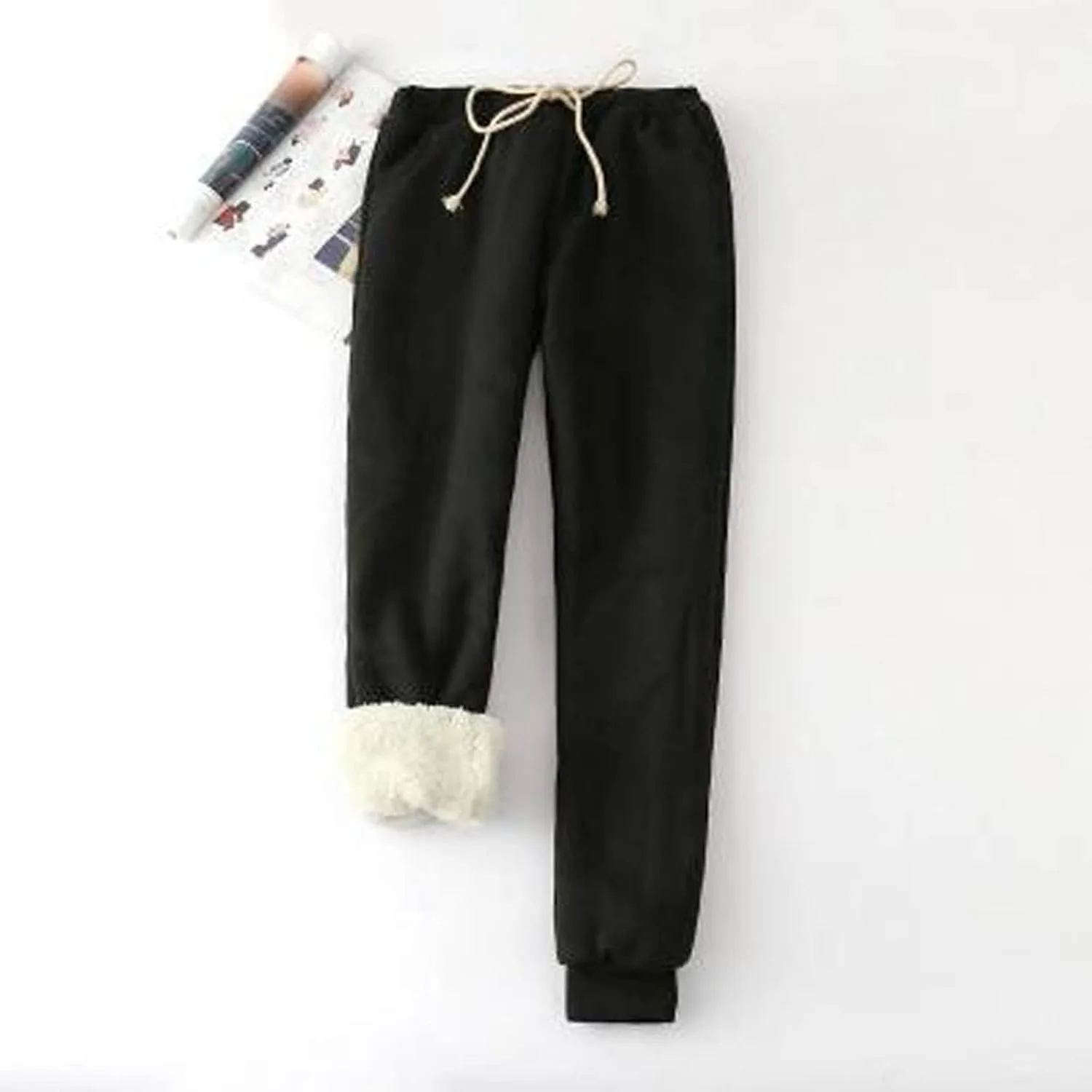 Fleece Lined Sweatpants Women Winter Warm Lamb Cashmere Fleece Sherpa Lined Jogger Active Jogger Pants Lounge Pants
