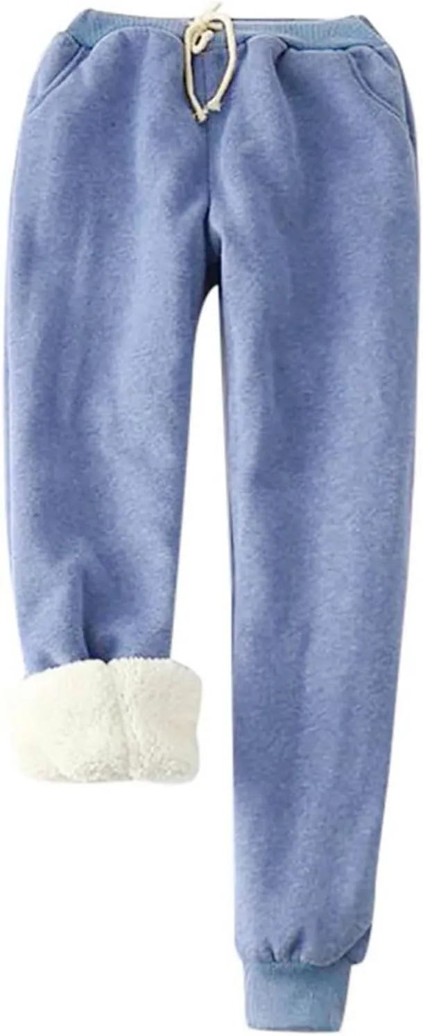 Fleece Lined Sweatpants Women Winter Warm Lamb Cashmere Fleece Sherpa Lined Jogger Active Jogger Pants Lounge Pants
