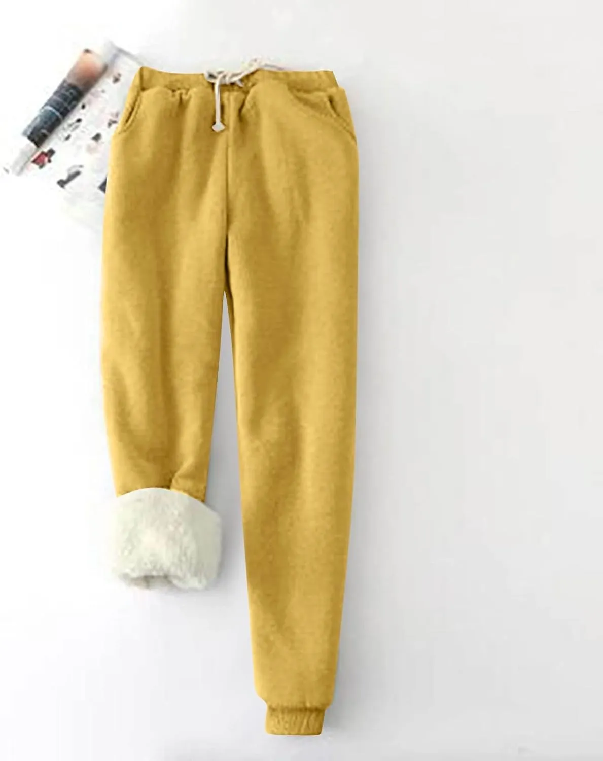 Fleece Lined Sweatpants Women Winter Warm Lamb Cashmere Fleece Sherpa Lined Jogger Active Jogger Pants Lounge Pants