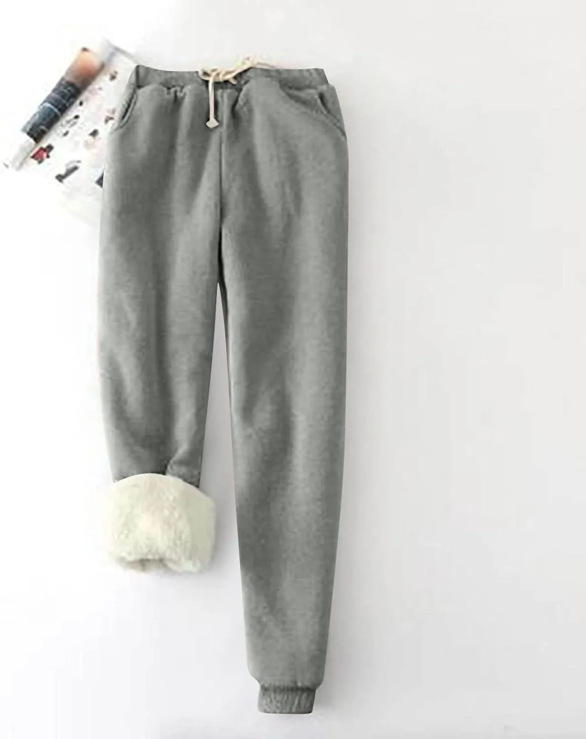 Fleece Lined Sweatpants Women Winter Warm Lamb Cashmere Fleece Sherpa Lined Jogger Active Jogger Pants Lounge Pants
