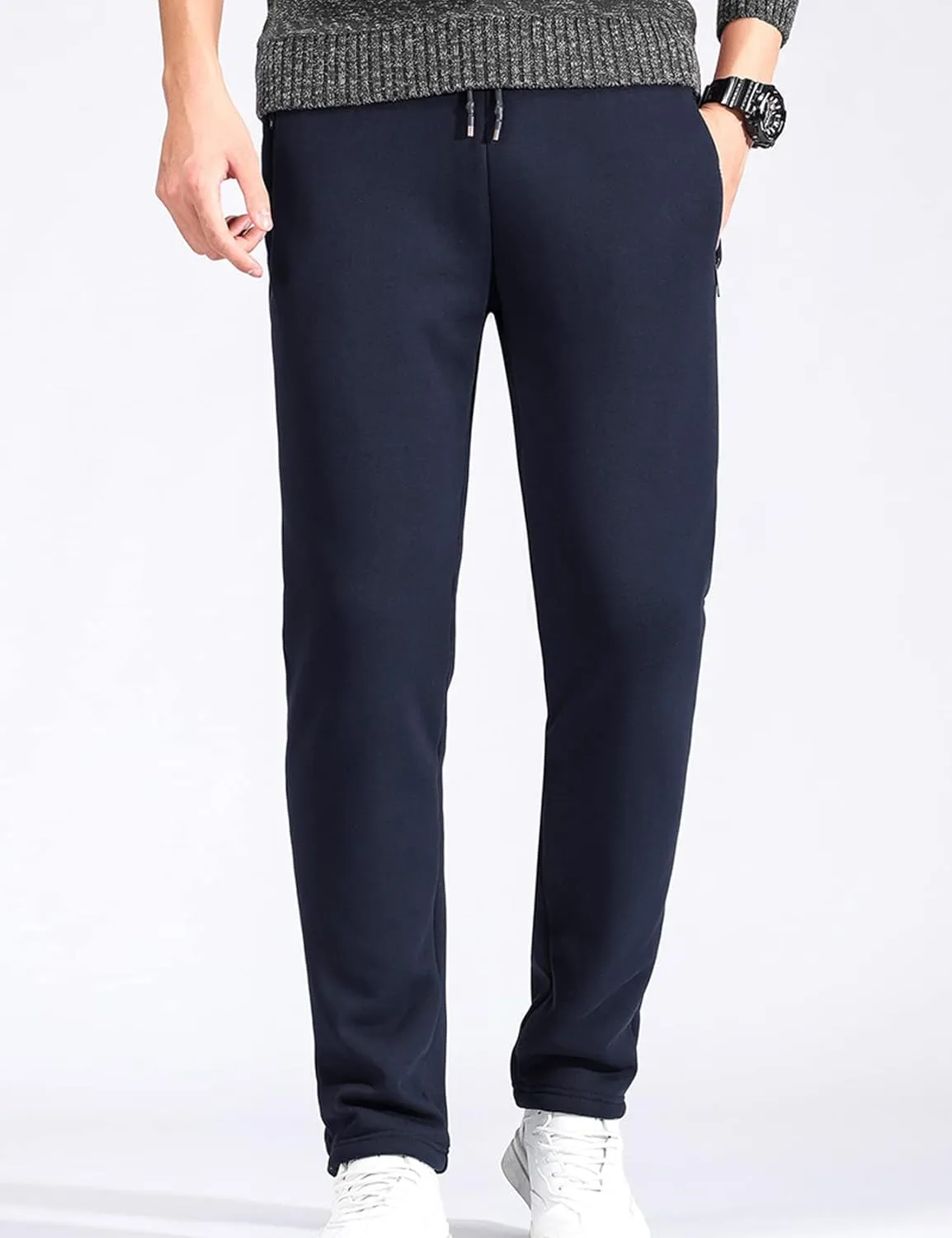 Flygo Men's Warm Fleece Joggers Pants Workout Track Sherpa Lined Sweatpants