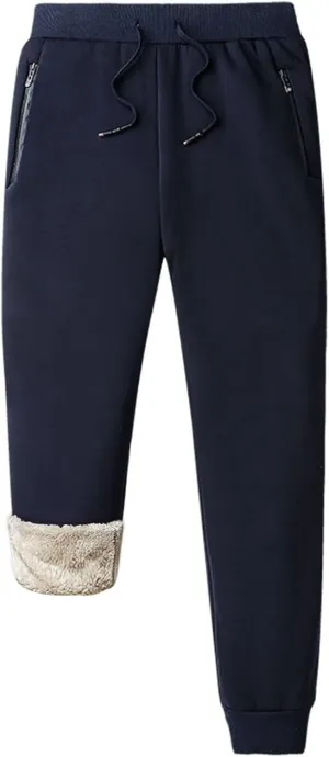 Flygo Men's Warm Fleece Joggers Pants Workout Track Sherpa Lined Sweatpants