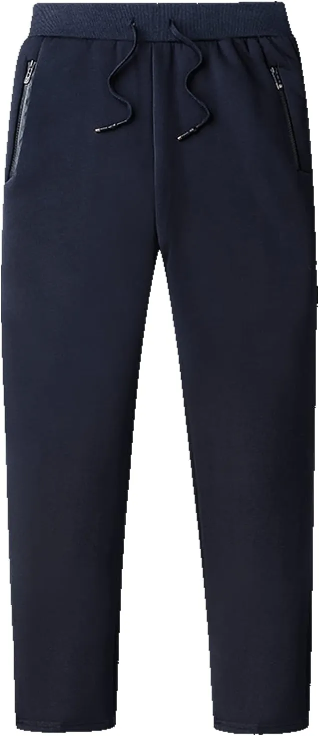 Flygo Men's Warm Fleece Joggers Pants Workout Track Sherpa Lined Sweatpants