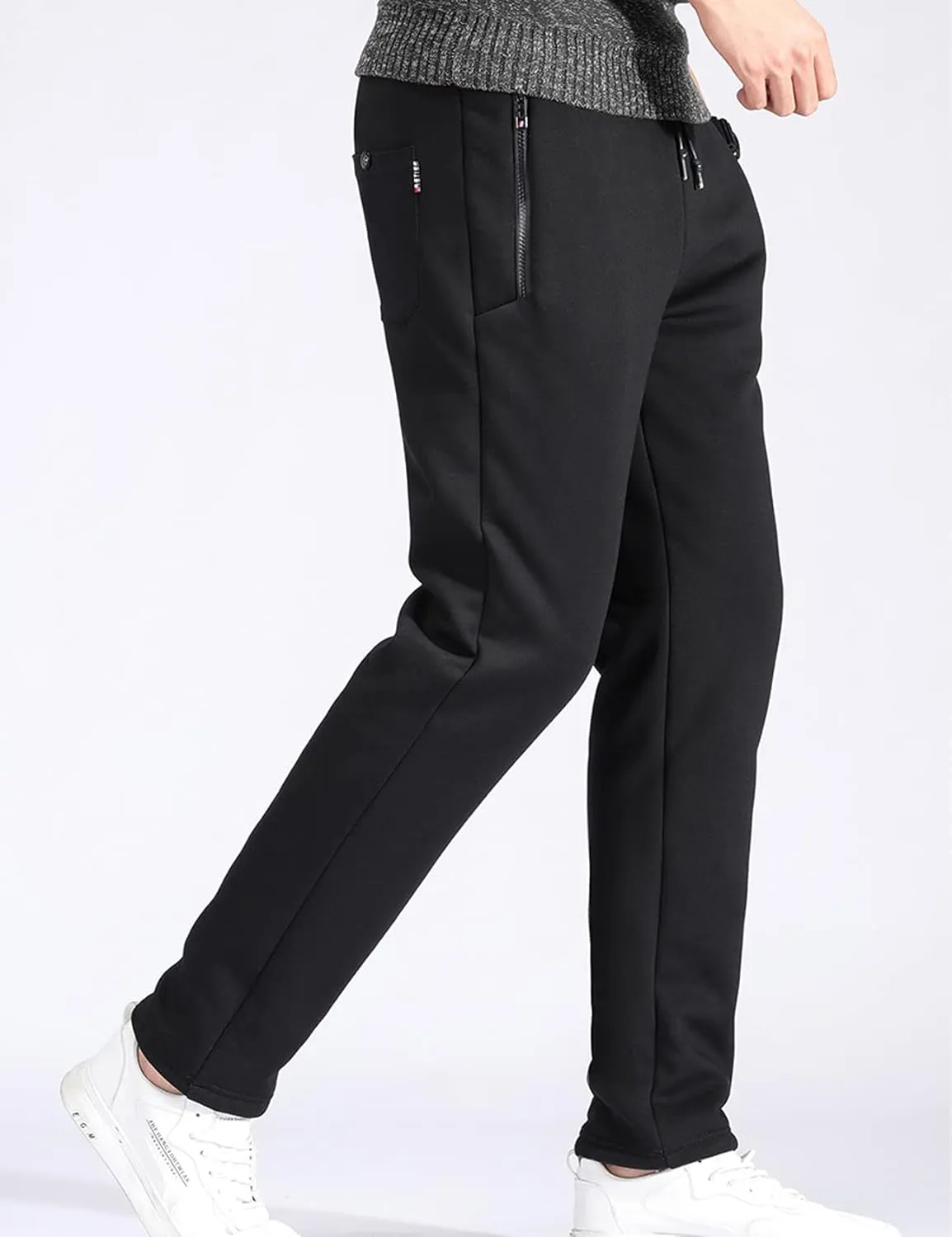 Flygo Men's Warm Fleece Joggers Pants Workout Track Sherpa Lined Sweatpants