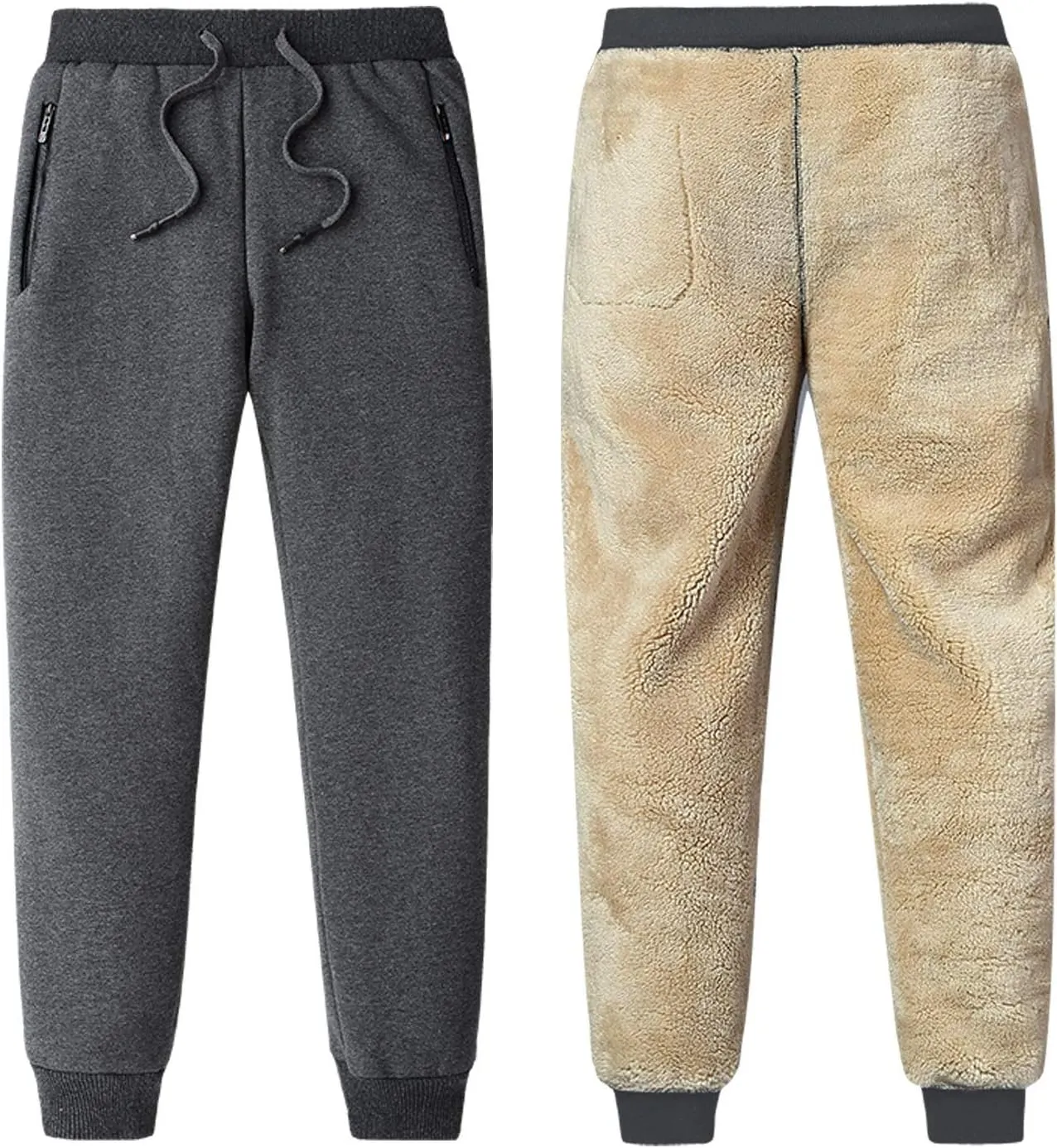 Flygo Men's Warm Fleece Joggers Pants Workout Track Sherpa Lined Sweatpants
