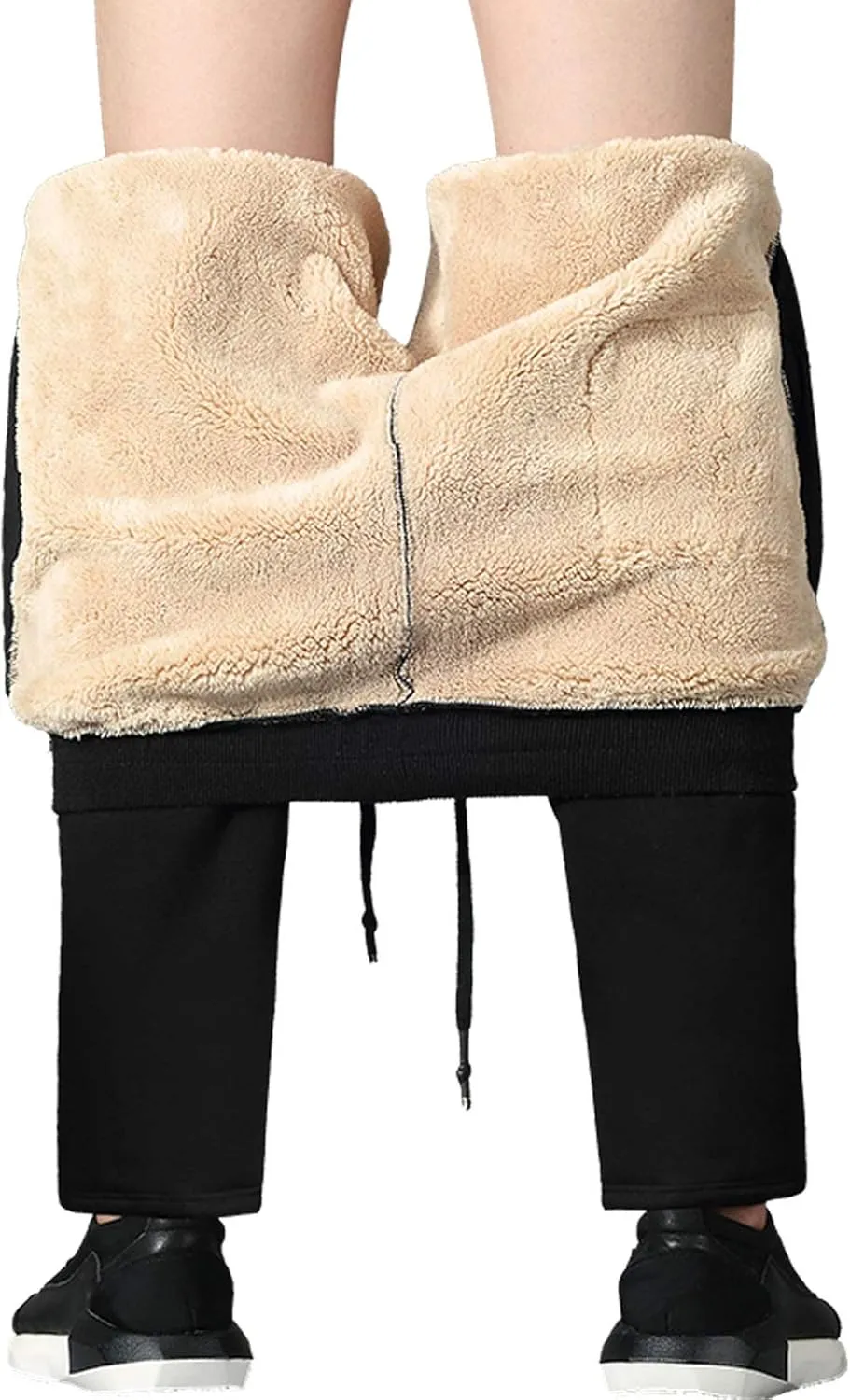 Flygo Men's Warm Fleece Joggers Pants Workout Track Sherpa Lined Sweatpants