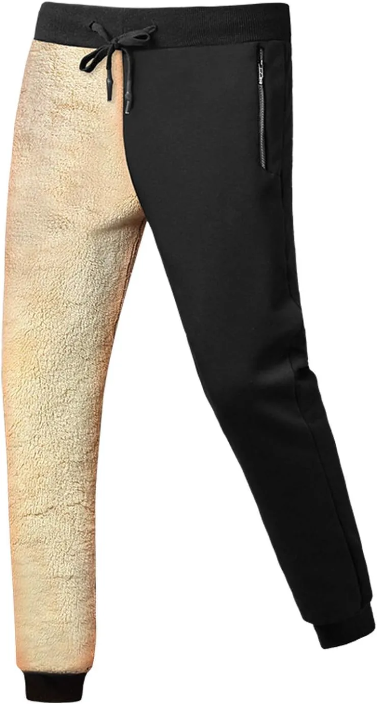 Flygo Men's Warm Fleece Joggers Pants Workout Track Sherpa Lined Sweatpants