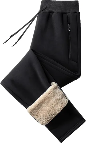 Flygo Men's Warm Fleece Joggers Pants Workout Track Sherpa Lined Sweatpants