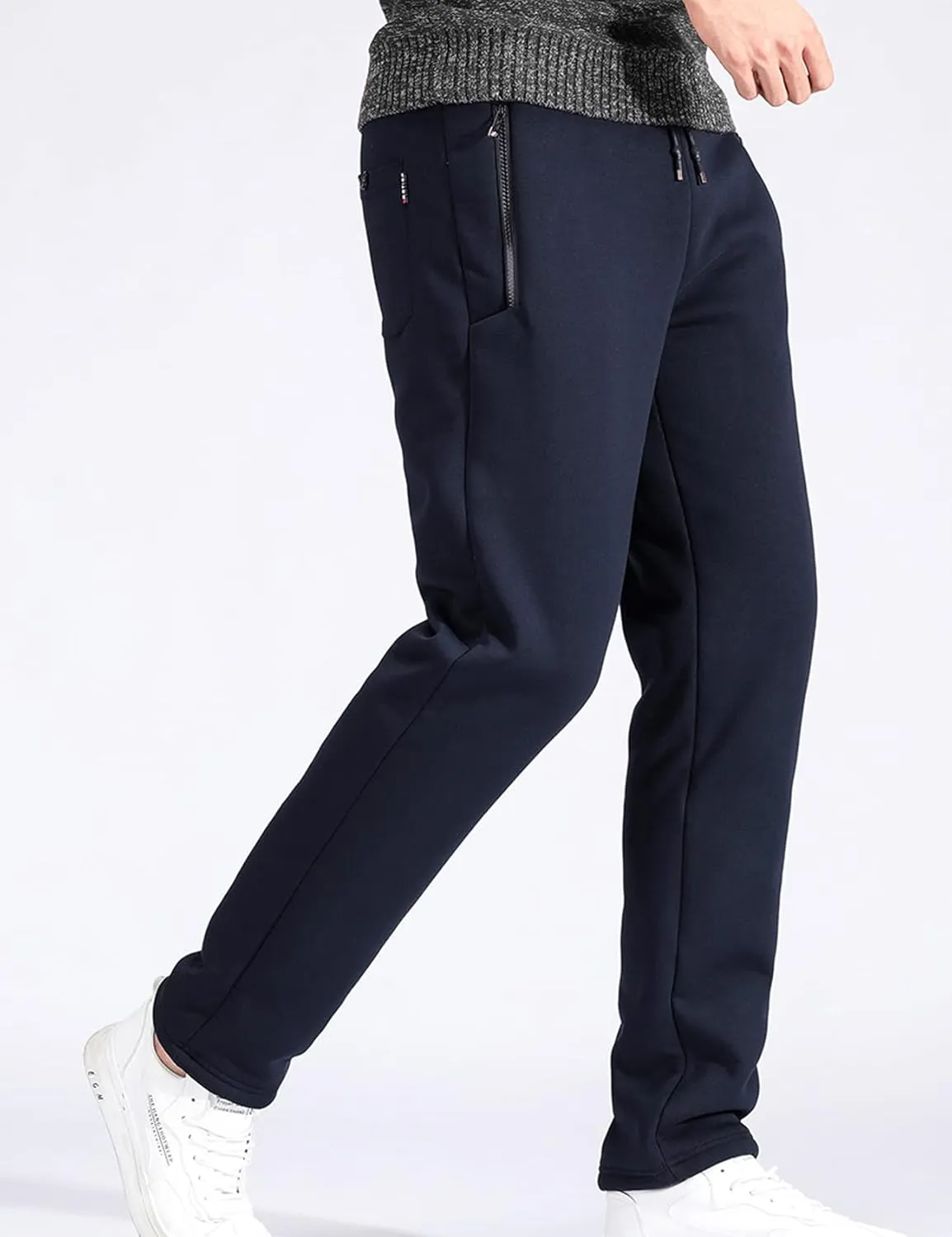 Flygo Men's Warm Fleece Joggers Pants Workout Track Sherpa Lined Sweatpants