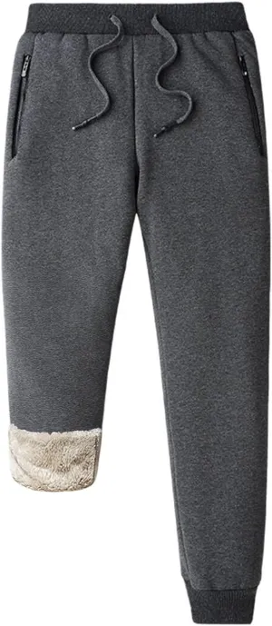 Flygo Men's Warm Fleece Joggers Pants Workout Track Sherpa Lined Sweatpants
