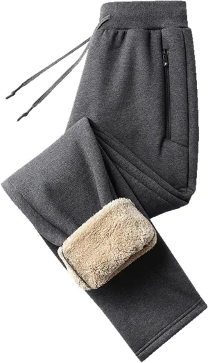 Flygo Men's Warm Fleece Joggers Pants Workout Track Sherpa Lined Sweatpants