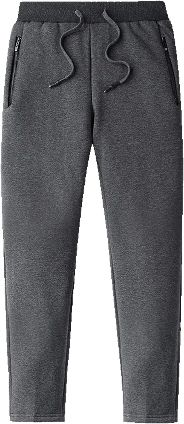 Flygo Men's Warm Fleece Joggers Pants Workout Track Sherpa Lined Sweatpants