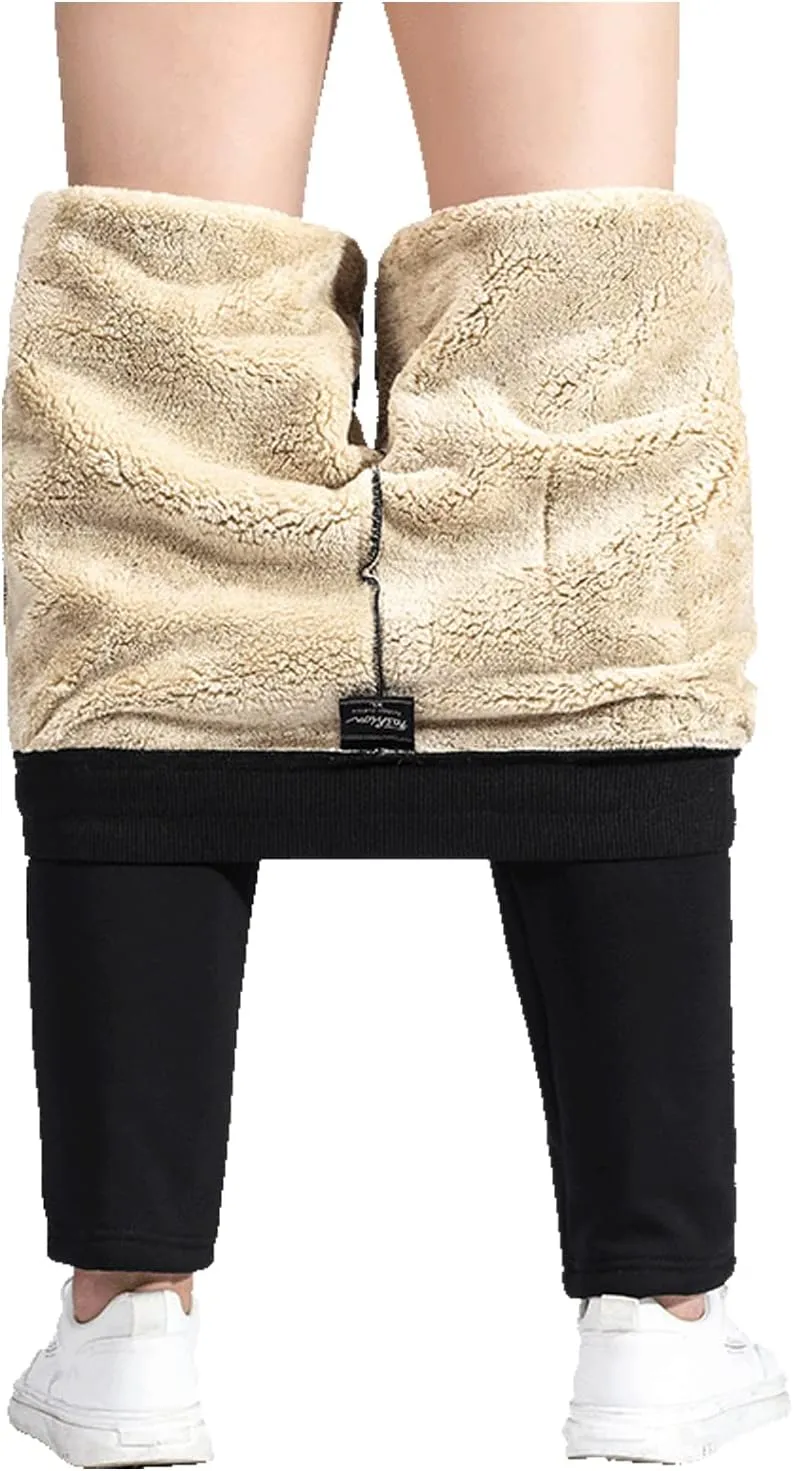 Flygo Men's Warm Fleece Joggers Pants Workout Track Sherpa Lined Sweatpants