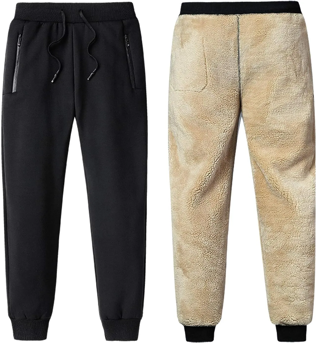 Flygo Men's Warm Fleece Joggers Pants Workout Track Sherpa Lined Sweatpants