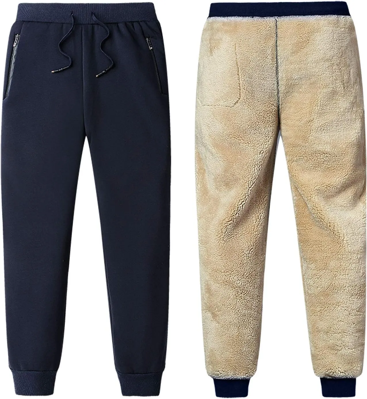 Flygo Men's Warm Fleece Joggers Pants Workout Track Sherpa Lined Sweatpants